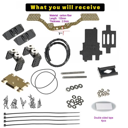 Carbon Fiber Chassis Kit for SCX24, 7° Angled Skid, LCG Chassis Kit for Axial SCX24 C10 Upgrade Parts, JLU, Bronco, Deadbolt, Golden - color: Gold