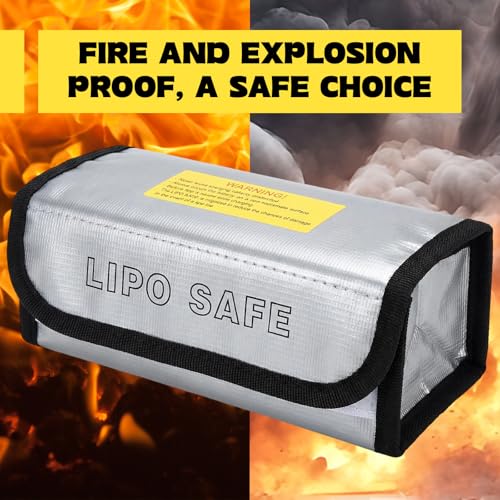 Aliceset 8 Pcs Lipo Battery Bag Lithium Battery Storage, Fireproof and Explosion Proof Bags Guard Safe Pouches for Charging Home Travel Office Supplies (185 x 60 x75 mm) - size: 185 x 60 x75 mm
