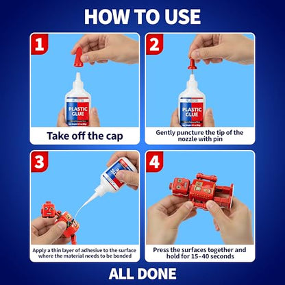 Adhesive Guru Plastic Glue (2x0.7 oz) Ultra Strong Super Glue for Repairs, Waterproof Adhesive for Plastic Bonding Models, DIY Crafts, Toys, PVC, ABS, 3D Printings and More - 2 Pack - size: 2 Pack, style: Plastic Glue