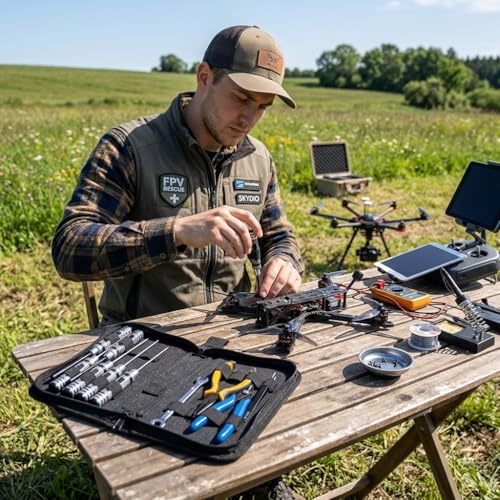 Portable Drone Tool Kit Set – Complete FPV Drone Repair & Maintenance Kit for RC Cars, Planes, Quadcopters, Compact & Durable Tool (Black)
