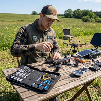 Portable Drone Tool Kit Set – Complete FPV Drone Repair & Maintenance Kit for RC Cars, Planes, Quadcopters, Compact & Durable Tool (Black)