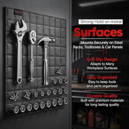Magnetic Tool Pad for Organization - Flexible Mat for Nuts Bolts, Screws, Sockets, Wrenches, Mechanical Tools | For Service Trucks & Truck Box (8"x8") - size: 8"x8"