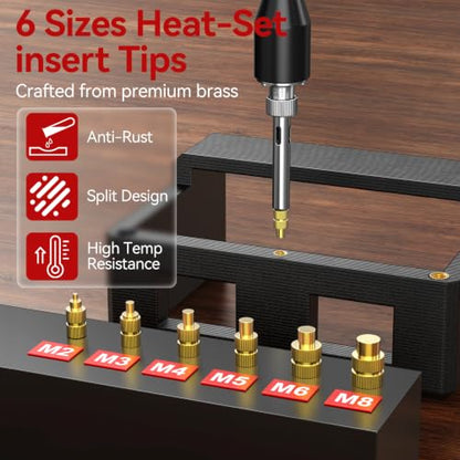 Threaded Inserts Set 350pcs M2-M8 and 9 Repair Tips Digital Soldering Iron | YUWEIC Heat Set Insert 350pcs M2-M8,9 Repair Tips,60w Digital Soldering Iron, 2 Polishing Strip, Tweezers, for 3D Printer - size: M2-M8+350Pcs Heat Inserts