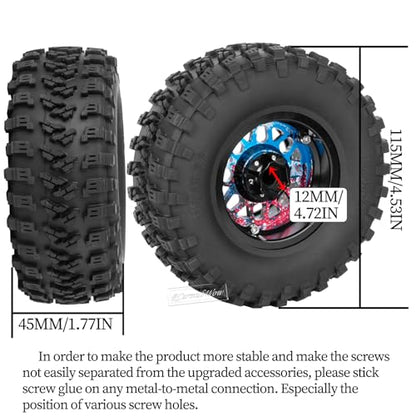 RC 2.2 Beadlock Tires Set 2.2" Wheels and Tires for 1/10 RC Crawler SCX10 AMG 6X6 TRX4 Gen8 Gen7 Pro,Alloy 2.2 RC Rims Rubber Tires,Colorful - color: Rainbow(4pcs)