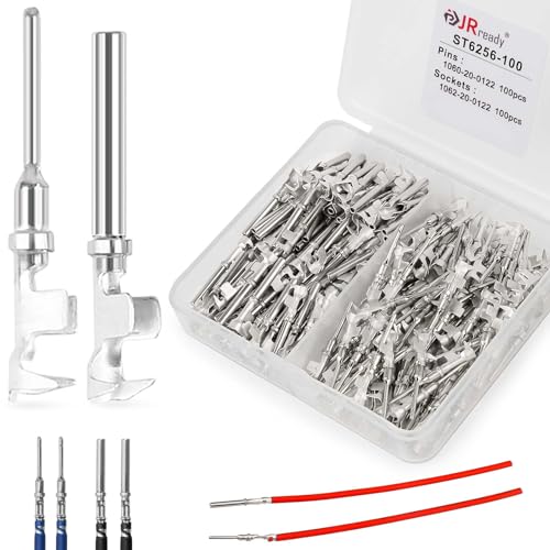 JRready Deutsch DTM Connector Terminal Kit Size 20,Male Pins 1060-20-0122/ Female Sockets 1062-20-0122 Open Barrel Style Contacts for Wire Gauge 16-22AWG,ST6256-100 Stamped & Formed Contacts Set - size: #20 Stamped Contacts(16-22AWG) 7.5A (Max)