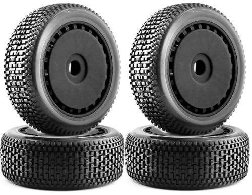 1/8 RC Off-Road Buggy Racing Tires and Wheels 17mm Hex RC Tires with Foam Inserts for ARRMA 1/8 Typhon 3S/6S Losi 8IGHT HSP Hyper HongNor FS Racing KYOSHO MP10 MP9 MP9e Neo.(4PCS/Set) - color: Black