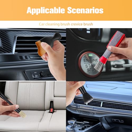 6PCS Car Detailing Brush Kit, Including 3 Ultra Soft No Scratch Boar Hair & 3 Vent Cleaning Brushes, Multi-Use Automotive Interior Detailing Kit, Universal for Most Vehicles - size: 6PCS