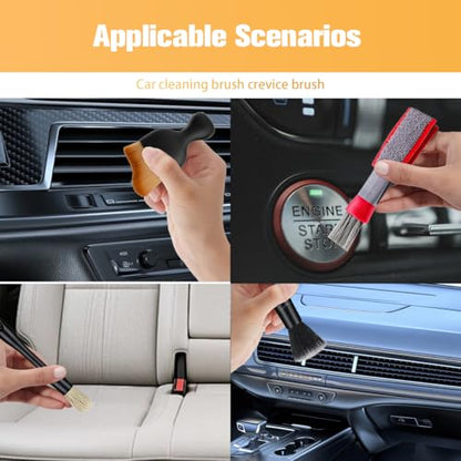 6PCS Car Detailing Brush Kit, Including 3 Ultra Soft No Scratch Boar Hair & 3 Vent Cleaning Brushes, Multi-Use Automotive Interior Detailing Kit, Universal for Most Vehicles - size: 6PCS