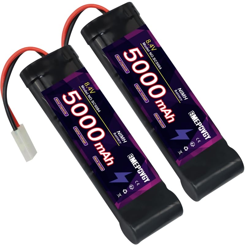 8.4V RC NiMH Battery 5000mAh Capacity Rechargeable 7-Cell Flat Battery Pack with TMY Plug(2 Packs) - color: 8.4V-2