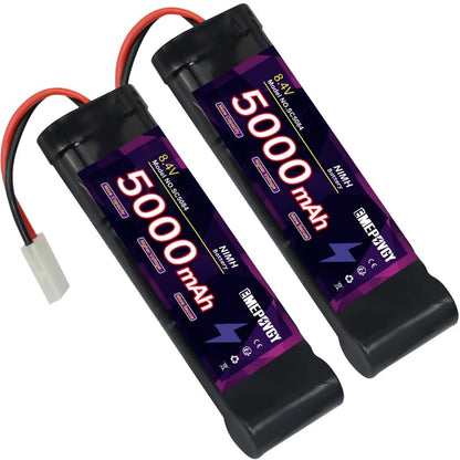8.4V RC NiMH Battery 5000mAh Capacity Rechargeable 7-Cell Flat Battery Pack with TMY Plug(2 Packs) - color: 8.4V-2
