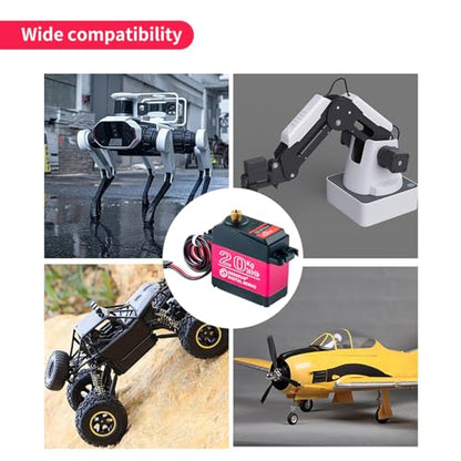 4 Pack DS3218 20KG Metal Gear Digital Servo with 25T Servo Arm Waterproof 270° DS Servo for 1/8 1/10 1/12 Scale RC Models, Car, Crawler, Boat, Robot