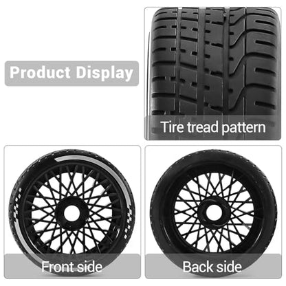 4PCS RC Highway Off-Road Truck Wheels & Tires - Compatible with 1/8 Typhon 6S BLX, 1/7 Infraction 6S BLX/Limitless - Foam Insert Plastic Rims （4 Small ） (Black（4pcs）) - color: Black（4pcs）