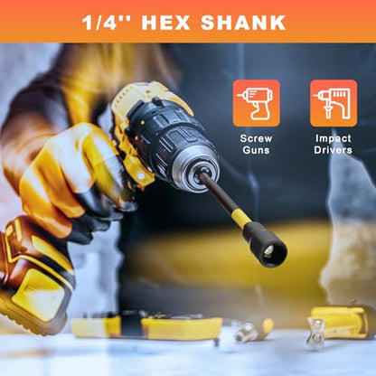 AEROFORCE 16PCS Magnetic Nut Driver Set for Impact Drill, 6 Inch Extra Long Nut Drivers with Sturdy Tool Box, SAE/Metric 1/4" Hex Shank Socket Set for Drill, DIY and Repair Car - size: 16PCS Long Magnetic Nut Driver Set