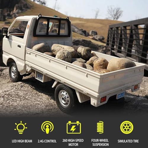 D12 RC Pickup Truck 1/10 Scale Racing Drift Cars RC Vehicle Climbing Car for Adults, Throttle & Steering Control Cargo Truck Van Toy with Led Lights