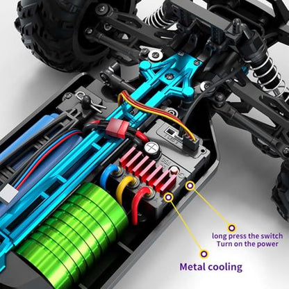 1:16 Fast RC Cars, 50km/h Carbon Brush Motor High Speed RC Car for Adults, 4WD Waterproof Monster Truck, 2.4GHz All Terrain Off-Road, 3 Batteries, Red - color: 16102,3 Batteries,red