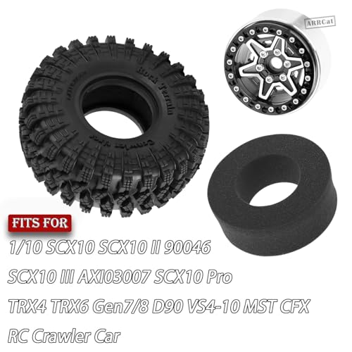 1.9 Wheels and Tires for 1/10 TRX4 TRX6 SCX10 SCX10 II 90046 SCX10 III AXI03007 SCX10 Pro Gen7/8 D90 VS4-10 MST CFX RC Crawler Car,Aluminium RC 1.9 Beadlock Wheels and Rubber Tires,Black - color: Black - (4pcs Wheels and Tires)