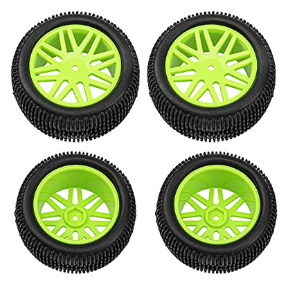 12mm Hex Wheel Rims & OD 88mm/3.46" Rubber Tires with Foam Front Rear Wheel Compatible with Redcat HPI HSP ExceedRC 1/10 Scale Off Road Buggy