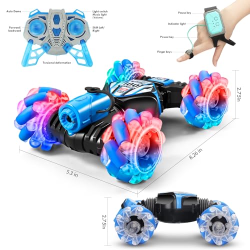 4WD Remote Gesture Sensor Car,Gesture Sensing RC Stunt Car,Remote Carwith Spray Effect LED Lights,All Terrain Off Road RC,2.4Ghz Hand,Birthday Kids Xmas Gifts