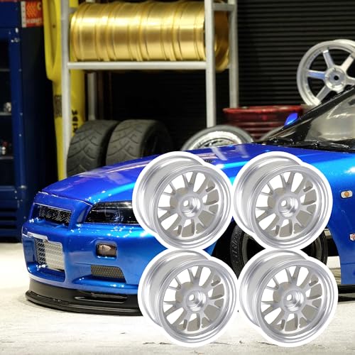 Mxfans 4PCS RC Silver Y-Shape Wheel Rim Aluminum Alloy Upgrade 52mm Diameter Wheel Rim RC 1/10 On-Road Car & Drift Car