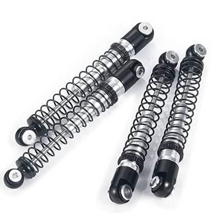RC-Hub 4Pcs Aluminum Threaded Tele Shock Absorber Damper 48mm for 1/24 Axial SCX24 AXI90081 Deadbolt RC Crawler Car (Black Silver) - color: Black Silver