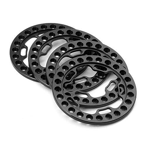 Aluminum Alloy RC Beadlock Wheel Rim Replacement Ring for 1:10 Crawler RC Car 1.9" Wheels/Rims-Pack of 4pcs (Matte Black) - color: Matte Black