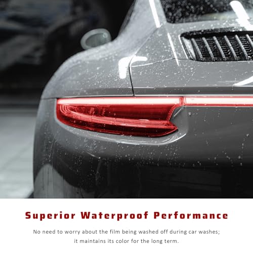 Car Light Tint Film, 12" × 48" Waterproof Headlight Vinyl Wrap Film Includes Squeegee & Cutter, Self-Adhesive Air-Release Wrap for Fog Lights, Taillights, and Headlights (Bright Red) - color: Bright Red