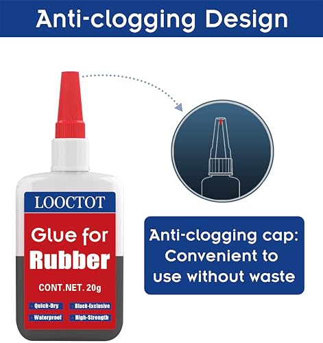 LOOCTOT Black Rubber Glue,Super Instant Glue Bonding Between Rubbers,Rubber and Other Materials;Instant Cement for Tire,Tube, Edge,etc(20g) - style: Rubber Glue