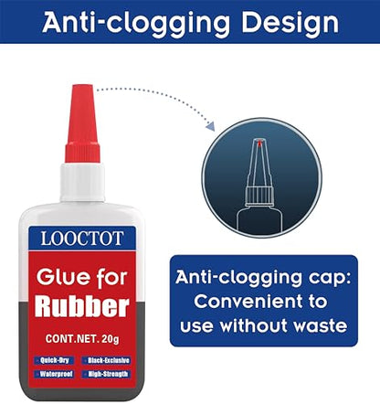 LOOCTOT Black Rubber Glue,Super Instant Glue Bonding Between Rubbers,Rubber and Other Materials;Instant Cement for Tire,Tube, Edge,etc(20g) - style: Rubber Glue