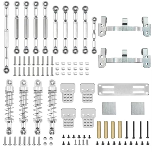 RC Absorbers Models For WPL C14 C24 For MN 99S B90 98 1/16 Metal Shock Absorber Tie Rod Steering Servo Base Remote Control Car Upgrade Parts(Silver) - color: Silver
