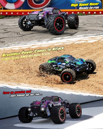 HAIBOXING 18859A 1/18 Brushless Fast RC Cars 4WD Off-Road Truck All Terrain | Fast Remote Control Truck 48 KM/H Speed for Adults and Kids, Boys Truck Toys Gifts, Extra Shell and Batteries Double the Fun