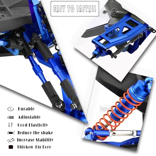 hosupRC Upgrades for 1/10 Rustler/Stampede/Slash 4WD,Drive Shaft CVD&RC Shock&Turnbuckles Camber Links&A Arm&Caster Block,Steering Blocks,Rear Stub Axle Carriers&Steering Bellcranks&Hex Hub,Blue - color: blue/D9-Set