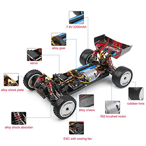 GoolRC WLtoys 104001 RC Car, 1:10 Scale 2.4GHz 4WD High Speed Racing Buggy, Aluminum Alloy Chassis, Zinc Alloy Gear, 1 Battery