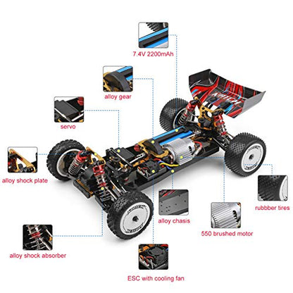 GoolRC WLtoys 104001 RC Car, 1:10 Scale 2.4GHz 4WD High Speed Racing Buggy, Aluminum Alloy Chassis, Zinc Alloy Gear, 1 Battery