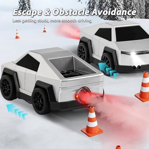 Remote Control Car Cyber-Inspired Rc Cars Toys with Drift Spray Lights Sound Automatic Follow 2.4GHz Rc Truck Toys for 3+ Boys Pet - color: Silver