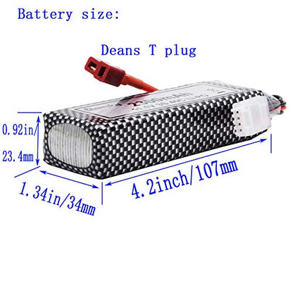 Blomiky 2 Pack 11.1V 3S 2200mAh 24.42Wh Li-Polymer Rechargeable Battery with T Plug and USB Cable for RC Truck Airplane Drone 11.1V 2200mAh T