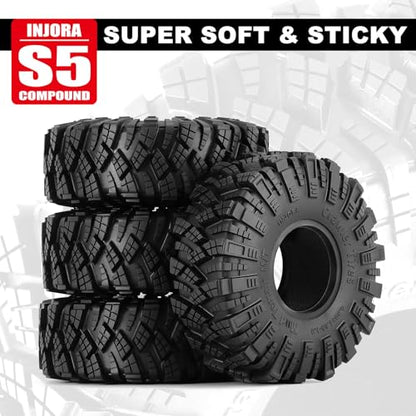 INJORA 1.9 S5 Kraken Claw Mud Terrain Tires for SCX10 1/10 RC Crawler Car