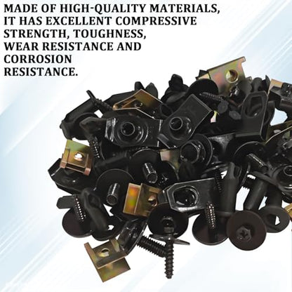 100PCS Car Screws and Bolts, Car Body Bolt Fender Liner Undertray Screw U-Nuts Clips Push Plastic Rivet Fasteners Kit for Engine Under Cover Splash Shield Guard Bumper, Bolt Retainer Clip Set