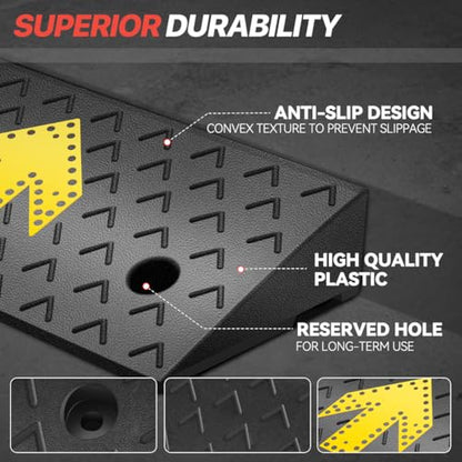 Rubber Curb Ramp 3" Rise Height, Arrow Patterned Sidewalk Curb Ramp for Forklift Truck Bus Car SUV, Driveway Curb Ramps for Low Profile Car, Threshold Bridge Ramp for Warehouse Garage - size: 3" Rise Arrow