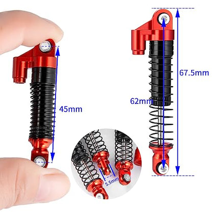 62mm Shocks kits 4pcs Adjustable Shock Absorber Damper for 1/18th TRX4-M TRX4M RC Crawler Car (Red) - color: Red