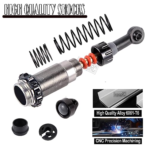 Full Aluminum Big Bore RC Shocks Absorber Damper Upgrades Part for 1/10 Slash/Stampede/Rustler/Bandit VXL 4X4 2WD,Front Rear Assembled Full Metal Shocks,4PCS Titanium - color: Titanium/4pcs