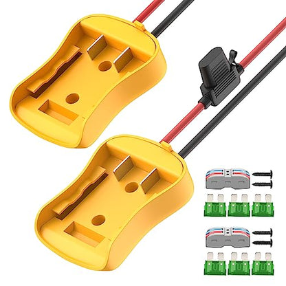 RVBOATPAT 2PCS Battery Adapter Compatible with Dewalt 20V Power Wheel Adapter Battery Converter Kit 12 AWG Wire with Fuses and Connectors for Robotic RC Car Toy - color: 2 Pack