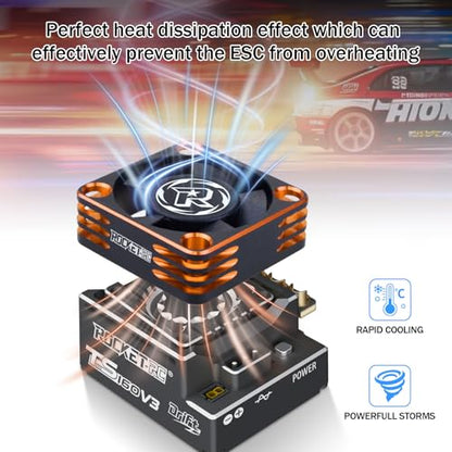 2Pack RC Motor Cooling Fan 30mm 28000RPM Fits 540 550 Brushless Motor ESC Cooling Fans for 1/8 1/10 1/12 RC Truck Car (Black Orange) - style: 2pack 30mm Black Orange