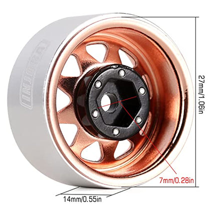 INJORA Stamped Steel 1.0 Beadlock Wheel Deep Dish for 1/18 1/24 (Rose Gold) - color: Rose Gold
