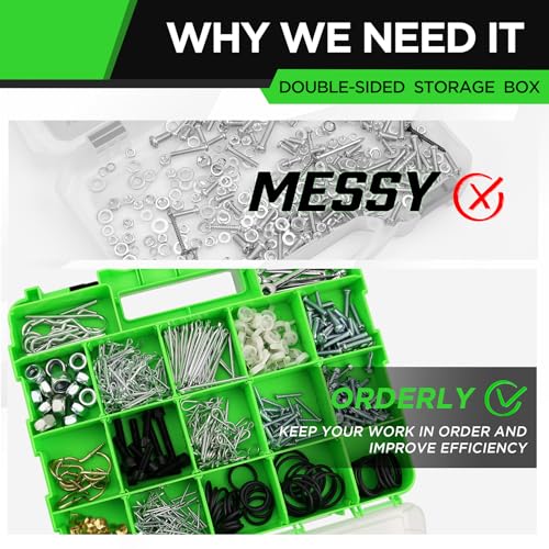 Small Parts Tool Box Organizer, 2-Packs Double-sided 34-Compartment Storage Tool with Removable Dividers, Plastic Storage for Hardware, Screws, Bolts, Nails, Nuts, Jewelry and Fishing Accessories