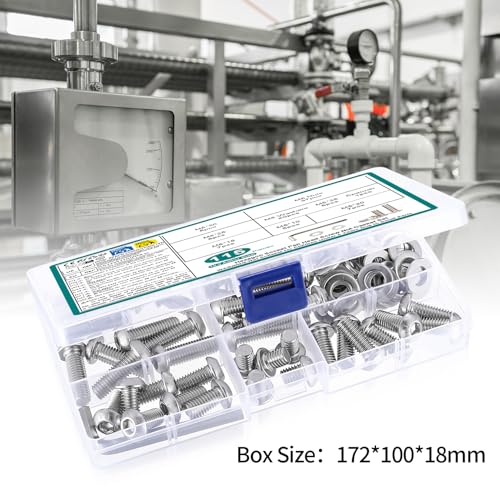 115 Pcs M8 Screws Assortment Kit, Metric Nuts and Bolts Assortment Kit, Hex Socket Button Head Cap Screw Bolts and Nuts Kits, Hex Socket Screw Set, Machine Screws Set, with Spanner(Silver) - size: M8