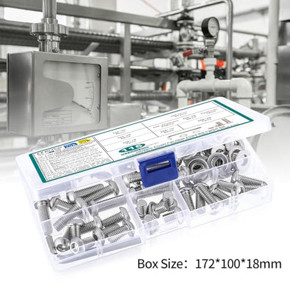 115 Pcs M8 Screws Assortment Kit, Metric Nuts and Bolts Assortment Kit, Hex Socket Button Head Cap Screw Bolts and Nuts Kits, Hex Socket Screw Set, Machine Screws Set, with Spanner(Silver) - size: M8