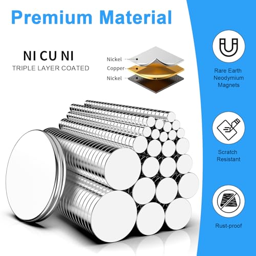 Magnets, 8 Different Sizes Small Round Magnetic 600 Pack | Rare Earth Neodymium Fridge Magnet for Home Kitchen Office School Hobby Handcraft Woodworking Miniature Model Base, Silver - size: Mix-8 Sizes