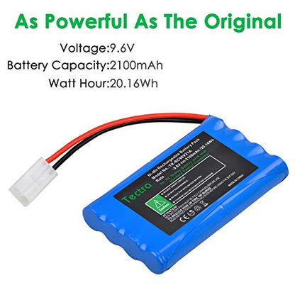 Tectra 9.6V RC Battery, 2100mAh NiMH Rechargeable Battery Pack for RC Car, RC Boat, High Capacity 8-Cell Battery Pack with Standard Tamiya Connectors Plug