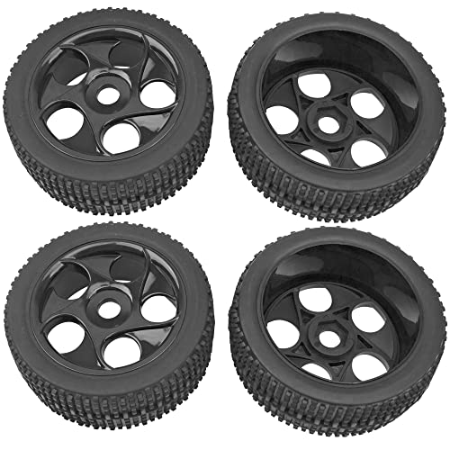 17mm Hex Hub 4.4''OD Rubber Tires & Plastic Wheel Rim with Foam Compatible with Arrma Python Mega HSP Redcat Kyosho ExceedRC Traxxas Losi HPI 1/8 Off-Road RC Buggy