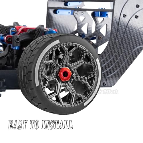 RC Highway Tires Wheel for 1/8 Typhon 6s BLX,1/7 Infraction 6S BLX,Limitless,4PCS RC Drift Tires Rubber RC Highway Wheel,Carbon Surface(Black) - color: (Black) Carbon Surface - (Highway Tires)